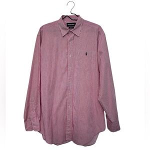 Polo Golf Ralph Lauren Shirt L Red & White Striped Long Sleeved Lofting Cotton